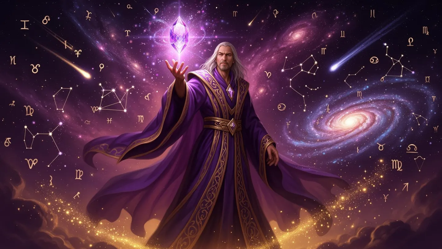 Cosmic Wizard channeling celestial energy